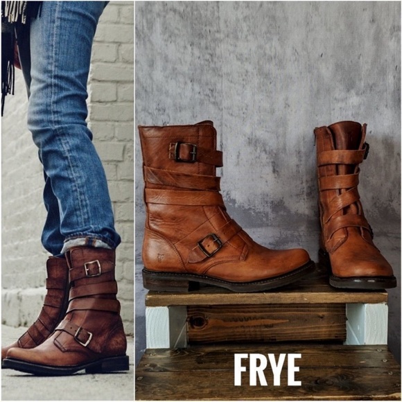 Frye Shoes - Frye Women's Tan Leather Moto Boots
